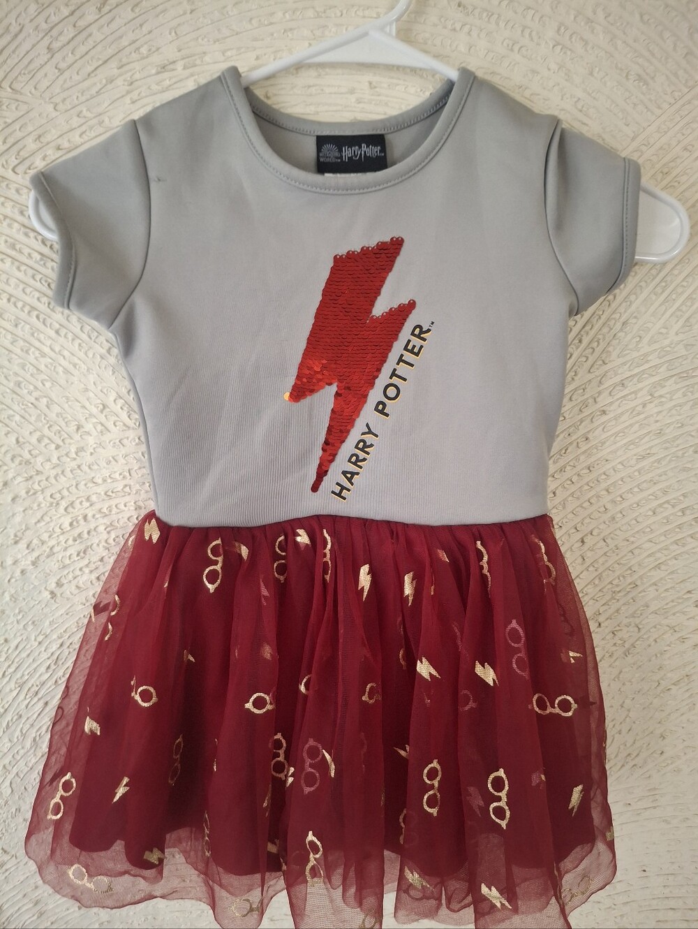 Warner Bros. Kids Lightning Bolt Dress in Gray and Red